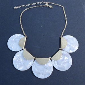 Banana Republic  White Marble Lucite Gold Fold Over Circle Necklace NWT 49.50
